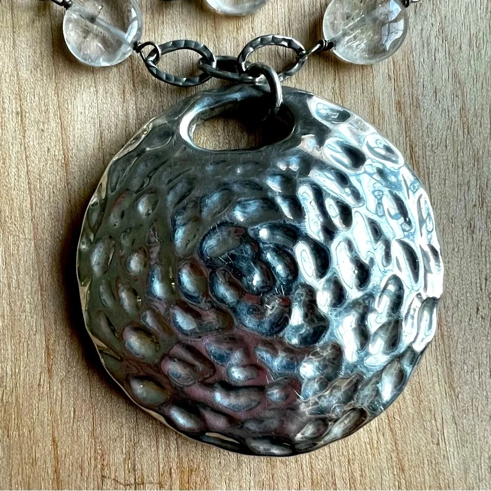 Simon Sebbag Sterling silver double strand chain necklace hammered silver
